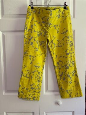 J. Crew Yellow Floral-Print Cotton Pants